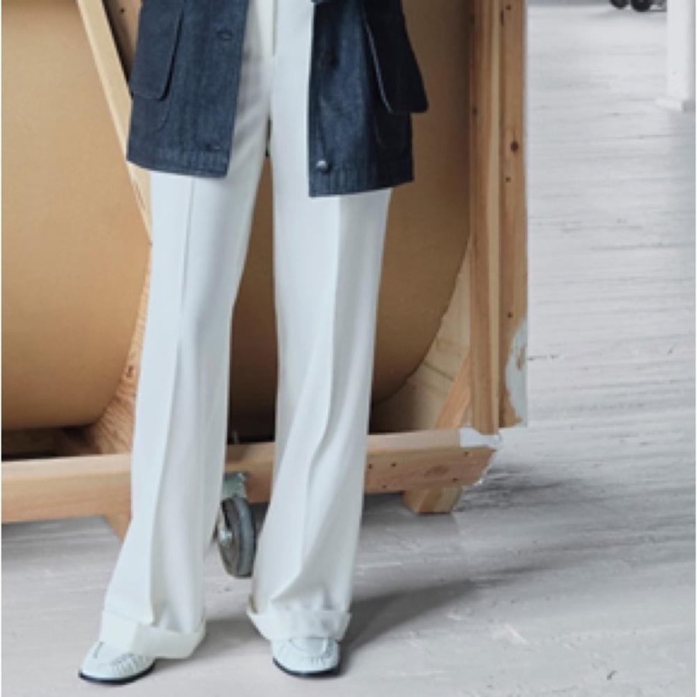 J.Crew ivory wool blend cuffed pant 8